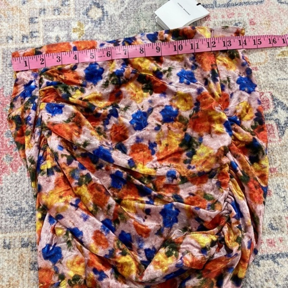 Isabel Marant NWT 40‎ US 8 Guilayo Floral Velvet Mini Skirt Revolve Ruched - Picture 15 of 16